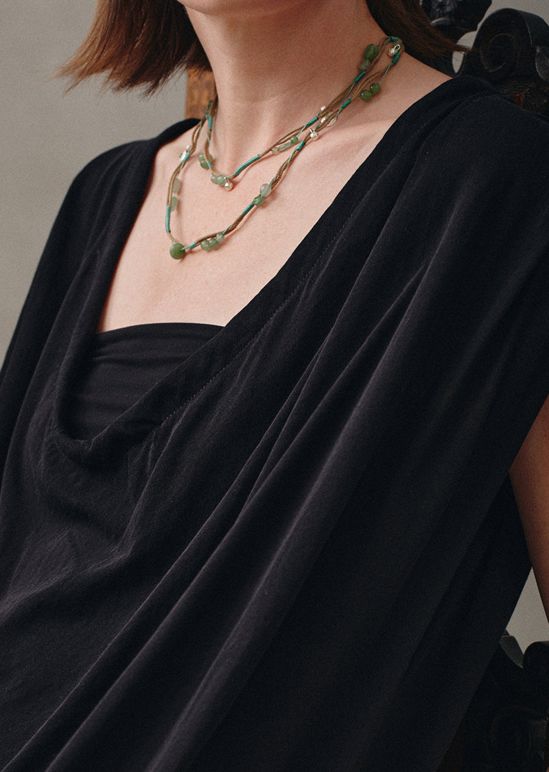 Woven Green Long Necklace