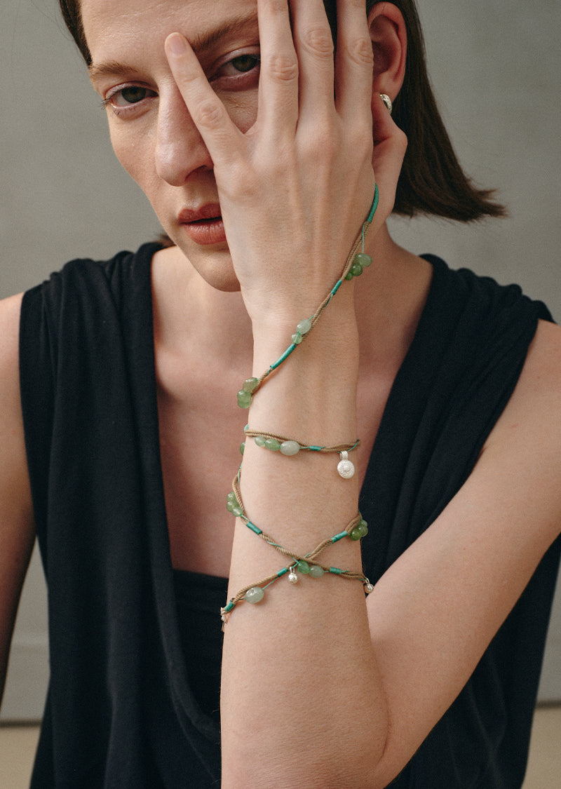 Woven Green Long Necklace